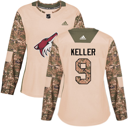Adidas Arizona Coyotes #9 Clayton Keller Camo Authentic 2017 Veterans Day Women's Stitched NHL Jersey
