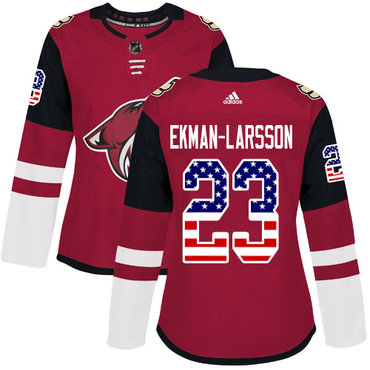Adidas Arizona Coyotes #23 Oliver Ekman-Larsson Maroon Home Authentic USA Flag Women's Stitched NHL Jersey