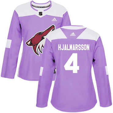 Adidas Arizona Coyotes #4 Niklas Hjalmarsson Purple Authentic Fights Cancer Women's Stitched NHL Jersey