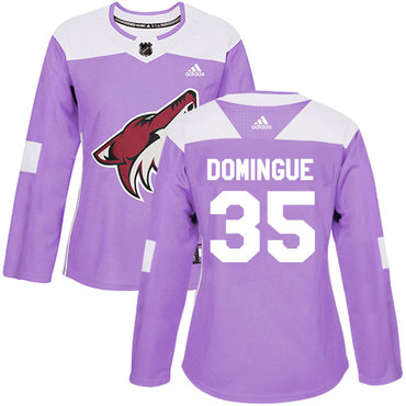 Adidas Arizona Coyotes #35 Louis Domingue Purple Authentic Fights Cancer Women's Stitched NHL Jersey