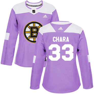 Adidas Boston Bruins #33 Zdeno Chara Purple Authentic Fights Cancer Women's Stitched NHL Jersey