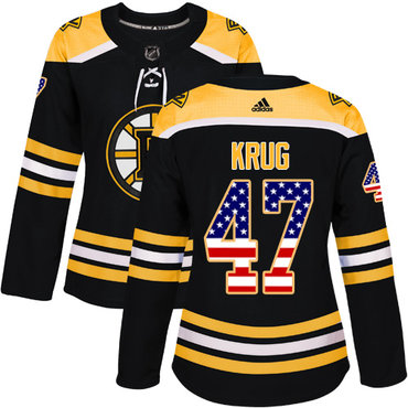 Adidas Boston Bruins #47 Torey Krug Black Home Authentic USA Flag Women's Stitched NHL Jersey