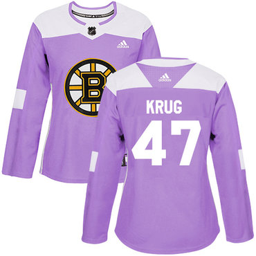 Adidas Boston Bruins #47 Torey Krug Purple Authentic Fights Cancer Women's Stitched NHL Jersey