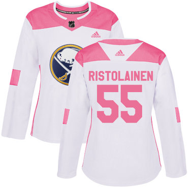 Adidas Buffalo Sabres #55 Rasmus Ristolainen White Pink Authentic Fashion Women's Stitched NHL Jersey