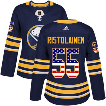 Adidas Buffalo Sabres #55 Rasmus Ristolainen Navy Blue Home Authentic USA Flag Women's Stitched NHL Jersey