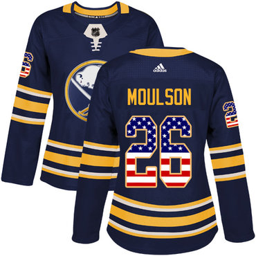 Adidas Buffalo Sabres #26 Matt Moulson Navy Blue Home Authentic USA Flag Women's Stitched NHL Jersey