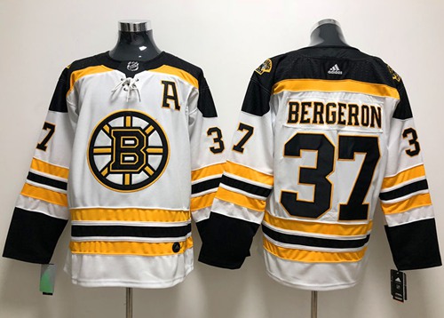 Adidas Boston Bruins #37 Patrice Bergeron White Road Authentic Stitched NHL Jersey