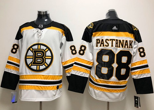 Adidas Boston Bruins #88 David Pastrnak White Road Authentic Stitched NHL Jersey