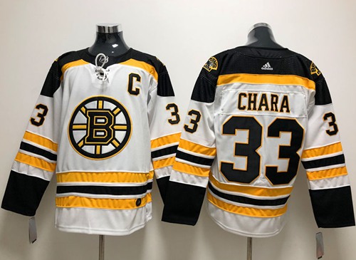 Adidas Boston Bruins #33 Zdeno Chara White Road Authentic Stitched NHL Jersey