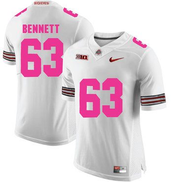 Ohio State Buckeyes 63 Michael Bennett White 2018 Breast Cancer Awareness College Football Jersey