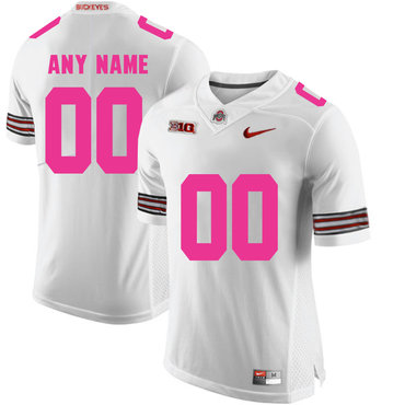 Ohio State Buckeyes White Customized 2018 Breast Cancer Awareness College Football Jersey