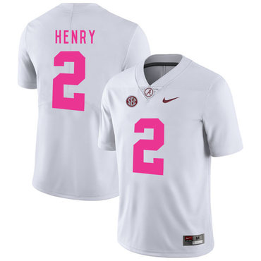 Alabama Crimson Tide 2 Derrick Henry White 2017 Breast Cancer Awareness College Football Jersey