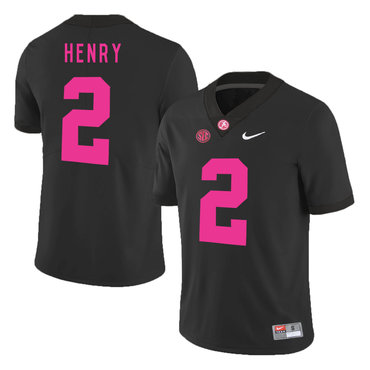 Alabama Crimson Tide 2 Derrick Henry Black 2017 Breast Cancer Awareness College Football Jersey