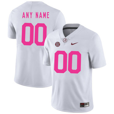 Alabama Crimson Tide White Customized 2017 Breast Cancer Awareness College Football Jersey