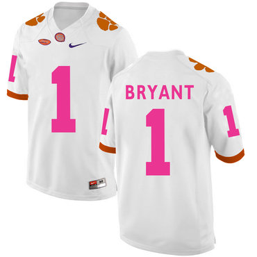 Clemson Tigers 1 Kelly Bryant White Breast Cancer Awareness College Football Jersey