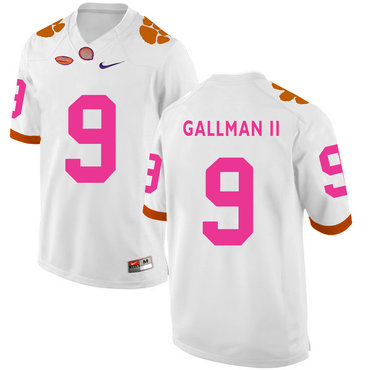 Clemson Tigers 9 Wayne Gallman II White Breast Cancer Awareness College Football Jersey