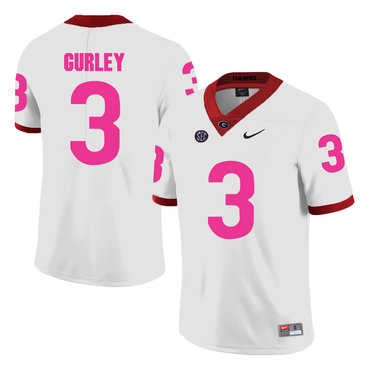 Georgia Bulldogs 3 Todd Gurley White Breast Cancer Awareness College Football Jersey