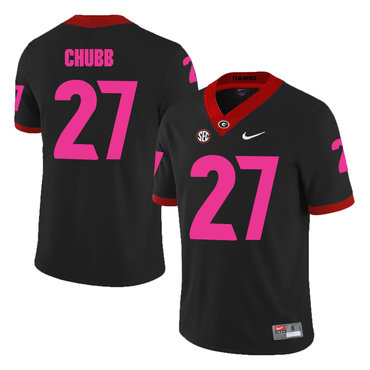 Georgia Bulldogs 27 Nick Chubb Black Breast Cancer Awareness College Football Jersey