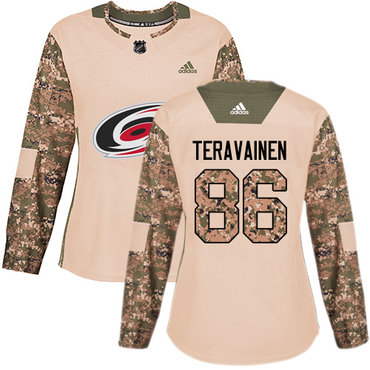 Adidas Carolina Hurricanes #86 Teuvo Teravainen Camo Authentic 2017 Veterans Day Women's Stitched NHL Jersey