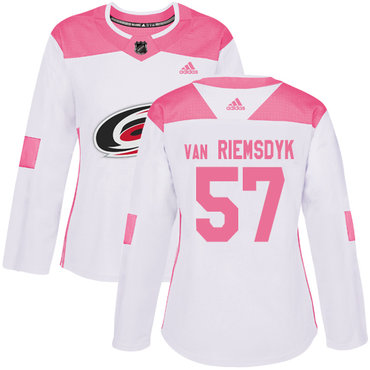 Adidas Carolina Hurricanes #57 Trevor Van Riemsdyk White Pink Authentic Fashion Women's Stitched NHL Jersey