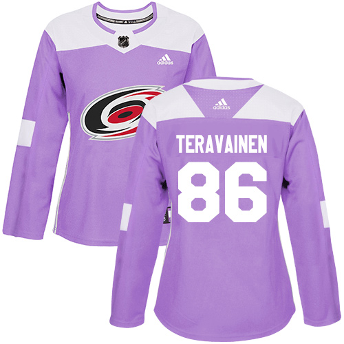 Adidas Carolina Hurricanes #86 Teuvo Teravainen Purple Authentic Fights Cancer Women's Stitched NHL Jersey