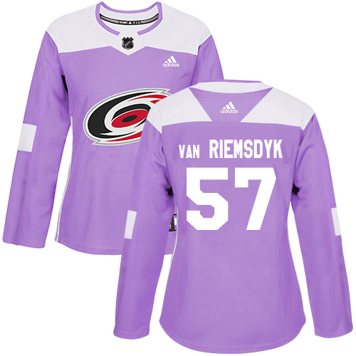 Adidas Carolina Hurricanes #57 Trevor Van Riemsdyk Purple Authentic Fights Cancer Women's Stitched NHL Jersey