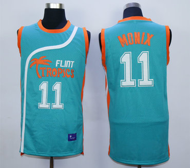 Flint Tropics 11 Ed Monix Teal Semi Pro Movie Stitched Basketball Jersey