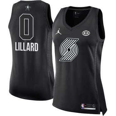 Nike Portland Trail Blazers #0 Damian Lillard Black Women's NBA Jordan Swingman 2018 All-Star Game Jersey