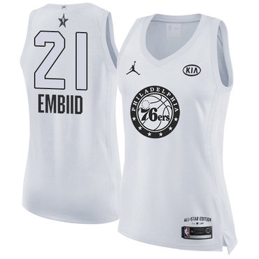 Nike Philadelphia 76ers #21 Joel Embiid White Women's NBA Jordan Swingman 2018 All-Star Game Jersey