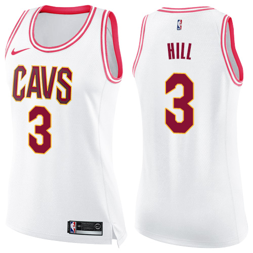 Nike Cleveland Cavaliers #3 George Hill White Pink Women's NBA Swingman Fashion Jersey