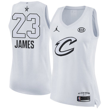 Nike Cleveland Cavaliers #23 LeBron James White Women's NBA Jordan Swingman 2018 All-Star Game Jersey