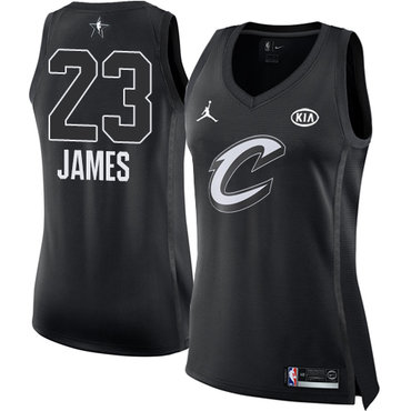 Nike Cleveland Cavaliers #23 LeBron James Black Women's NBA Jordan Swingman 2018 All-Star Game Jersey