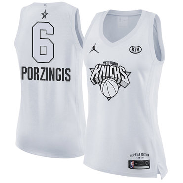 Nike New York Knicks #6 Kristaps Porzingis White Women's NBA Jordan Swingman 2018 All-Star Game Jersey