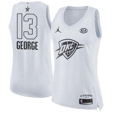 Nike Oklahoma City Thunder #13 Paul George White Women's NBA Jordan Swingman 2018 All-Star Game Jersey