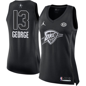 Nike Oklahoma City Thunder #13 Paul George Black Women's NBA Jordan Swingman 2018 All-Star Game Jersey
