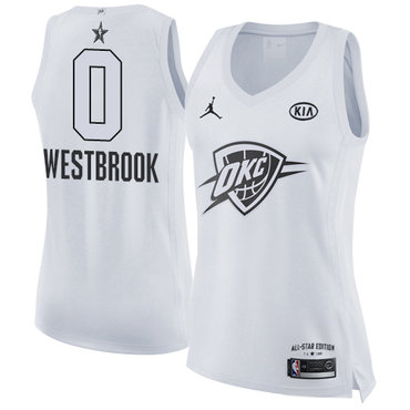 Nike Oklahoma City Thunder #0 Russell Westbrook White Women's NBA Jordan Swingman 2018 All-Star Game Jersey