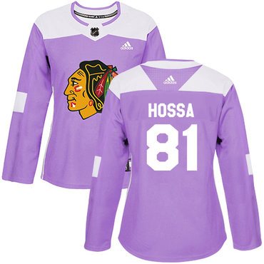 Adidas Chicago Blackhawks #81 Marian Hossa Purple Authentic Fights Cancer Women's Stitched NHL Jersey
