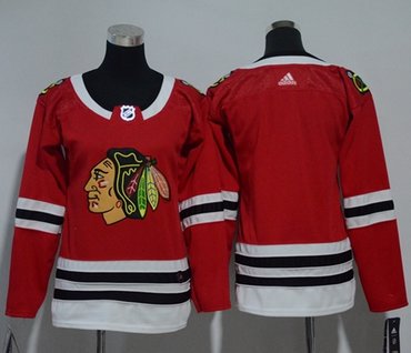 Adidas Chicago Blackhawks Blank Red Home Authentic Women's Stitched NHL Jersey
