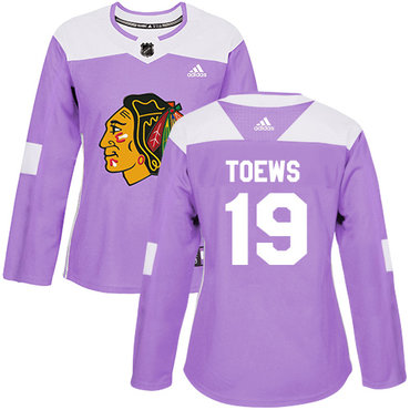 Adidas Chicago Blackhawks #19 Jonathan Toews Purple Authentic Fights Cancer Women's Stitched NHL Jersey