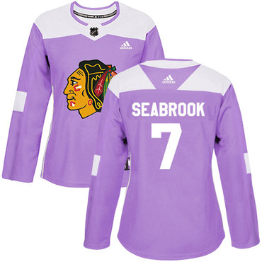 Adidas Chicago Blackhawks #7 Brent Seabrook Purple Authentic Fights Cancer Women's Stitched NHL Jersey
