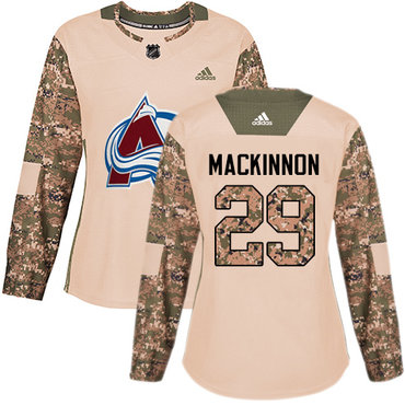 Adidas Colorado Avalanche #29 Nathan MacKinnon Camo Authentic 2017 Veterans Day Women's Stitched NHL Jersey