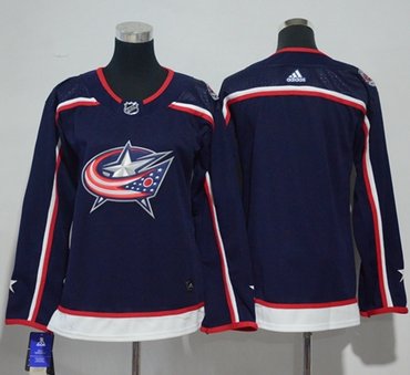 Adidas Columbus Blue Jackets Blank Navy Blue Home Authentic Women's Stitched NHL Jersey