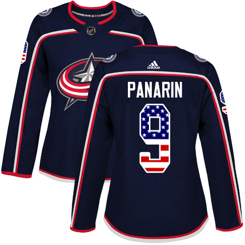 Adidas Columbus Blue Jackets #9 Artemi Panarin Navy Blue Home Authentic USA Flag Women's Stitched NHL Jersey