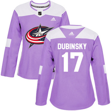 Adidas Columbus Blue Jackets #17 Brandon Dubinsky Purple Authentic Fights Cancer Women's Stitched NHL Jersey