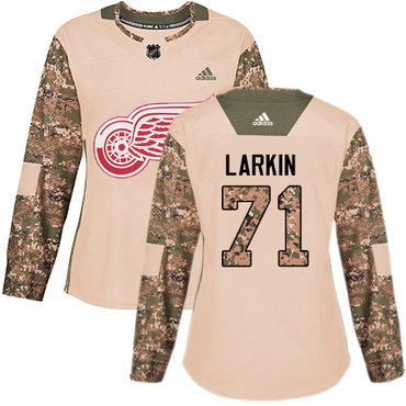 Adidas Detroit Red Wings #71 Dylan Larkin Camo Authentic 2017 Veterans Day Women's Stitched NHL Jersey