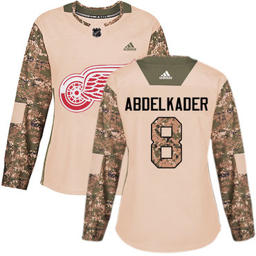 Adidas Detroit Red Wings #8 Justin Abdelkader Camo Authentic 2017 Veterans Day Women's Stitched NHL Jersey