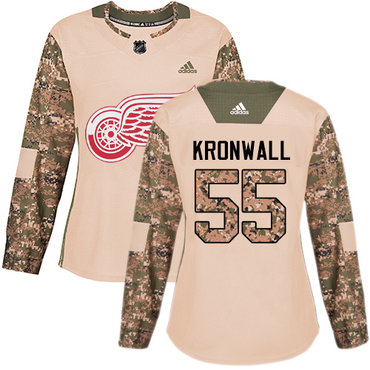 Adidas Detroit Red Wings #55 Niklas Kronwall Camo Authentic 2017 Veterans Day Women's Stitched NHL Jersey
