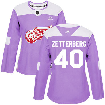 Adidas Detroit Red Wings #40 Henrik Zetterberg Purple Authentic Fights Cancer Women's Stitched NHL Jersey