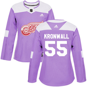 Adidas Detroit Red Wings #55 Niklas Kronwall Purple Authentic Fights Cancer Women's Stitched NHL Jersey
