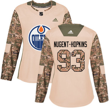 Adidas Edmonton Oilers #93 Ryan Nugent-Hopkins Camo Authentic 2017 Veterans Day Women's Stitched NHL Jersey